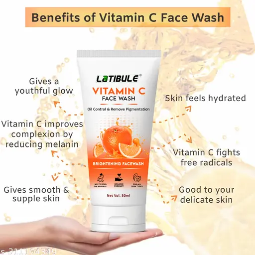 Latibule Vitamin C,Aloe Vera & Kesar Chandan Skin Whitening Brightening Facewash - Image 2