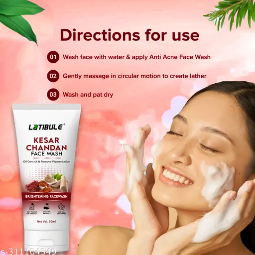 Latibule Vitamin C,Aloe Vera & Kesar Chandan Skin Whitening Brightening Facewash - Image 4